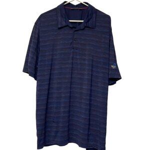 Men's Ashworth Purple Blue Performance Polo Golf Stripe Shirt Size XL EUC #7662